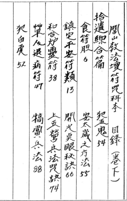 闾山法坛符咒科本